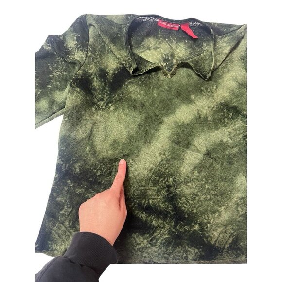 Vintage Mesh Top Women P Large Sheer Green y2K Fairy Grunge Goblincore Whimsical - Picture 12 of 14